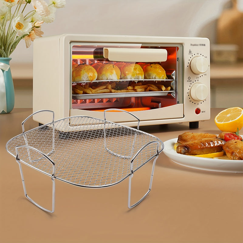 1pc Accesorios para freidora de aire, rejilla de drenaje de aceite para freír, rejilla de barbacoa de acero inoxidable 430, rejilla cuadrada para parrilla, rejilla para horno, rejilla vertical para filtro de aceite, Eid Al-Adha Mubarak