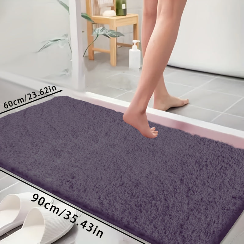 Alfombrilla de baño de lana coral ultra suave - Resistente al deslizamiento, absorbente y resistente a la decoloración, con superficie rosada y borde blanco, ideal para decoración del hogar, Navidad y accesorios de baño, alfombrilla de baño de piso