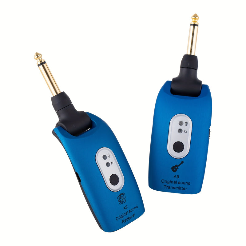 Sistema inalámbrico de guitarra que funciona a 2.4 GHz, transmisor y receptor de audio inalámbrico recargable, adecuado para guitarra, bajo, instrumentos de viento e instrumentos musicales electrónicos.