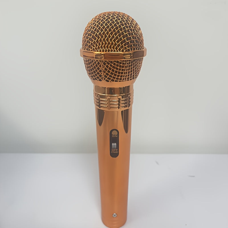 Microfono Profesional BETA 77A Dorado con Cable y Interruptor - Sonido HD Alimentado por USB, Conector de 6.35mm para Karaoke, Grabacións e Interpretaciones en Vivo - Micrófono Dinámico Portátil con Clip & Soporte Ajustable, Acabado Brillante, Construcci