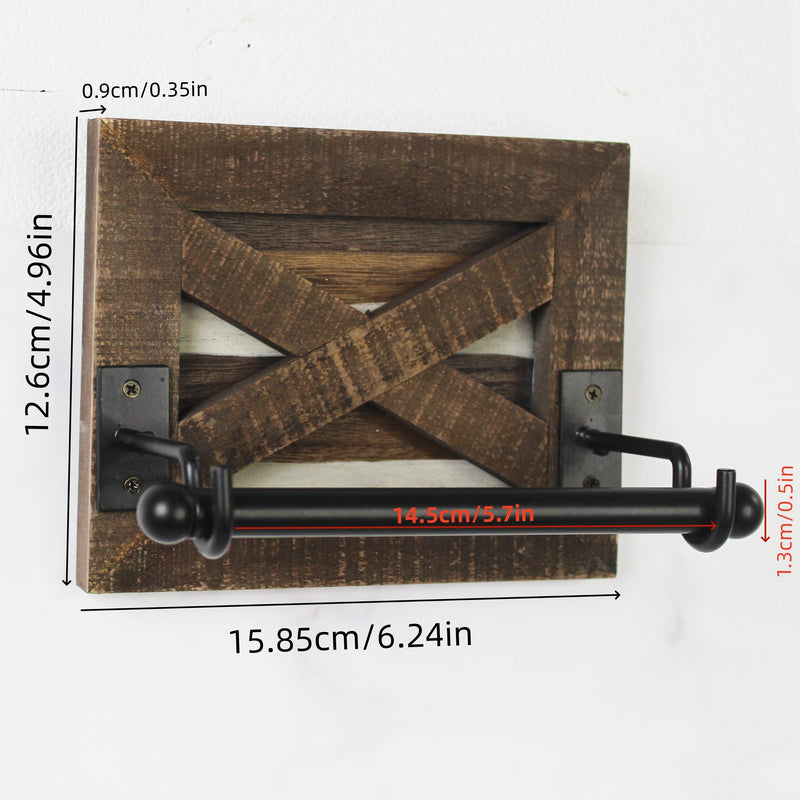 Soporte rústico de madera para papel higiénico de baño, 1 pieza, accesorio de baño, decoración para baño