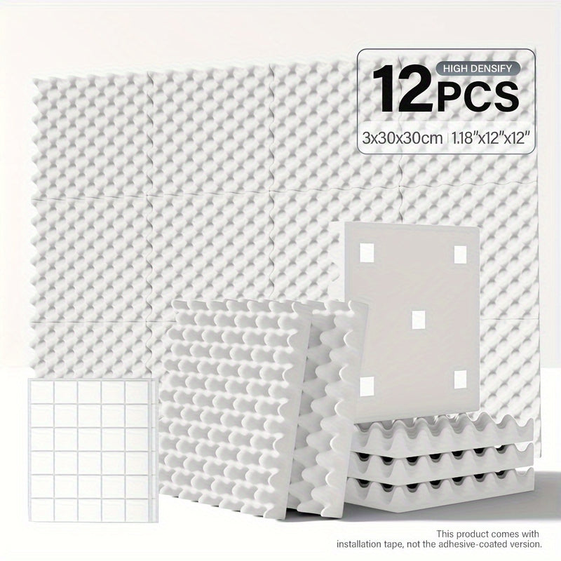 12 piezas - 12x12x1,18/12x12x2 pulgadas Caja de huevos Estudio de música Acústica Paneles de espuma aislante, Paneles de absorción de sonido aerodinámicos, Paneles de absorción de sonido de bajo rápido, Paneles de pared aislantes de alta densidad para pa