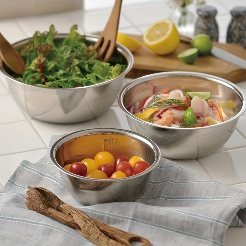Juego de 5 tazones de acero inoxidable con base antideslizante, duraderos y seguros para alimentos, para uso en la cocina