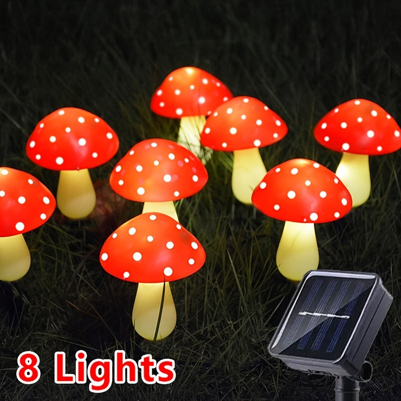 Luces solares de hongos para exteriores, 8 modos de iluminación decorativa para jardín, diseño de lunares rojos y blancos, luces LED para patio, pasillos, decoración de bodas, fiestas y días festivos, luces para jardín