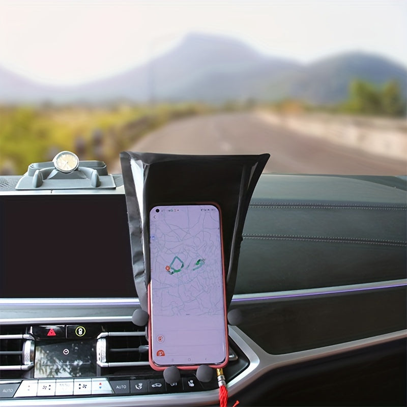Soporte Plegable para Teléfono de Coche - Montaje en Ventilación y Visera de Nylon No Reflectante, Compatible con Todos los Vehículos, Protector de Pantalla Navegación Manos Libres, Fácil Instalación (No Impermeable), Accesorio para Vehículo, Diseño Mini