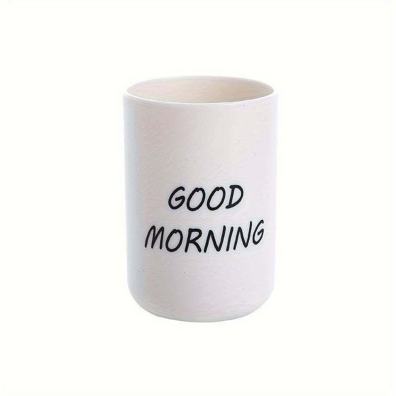 Vasos para cepillos de dientes Good Morning, de plástico simplista para enjuagar, beber, soporte para cepillos de dientes de pareja, vasos para lavarse en casa