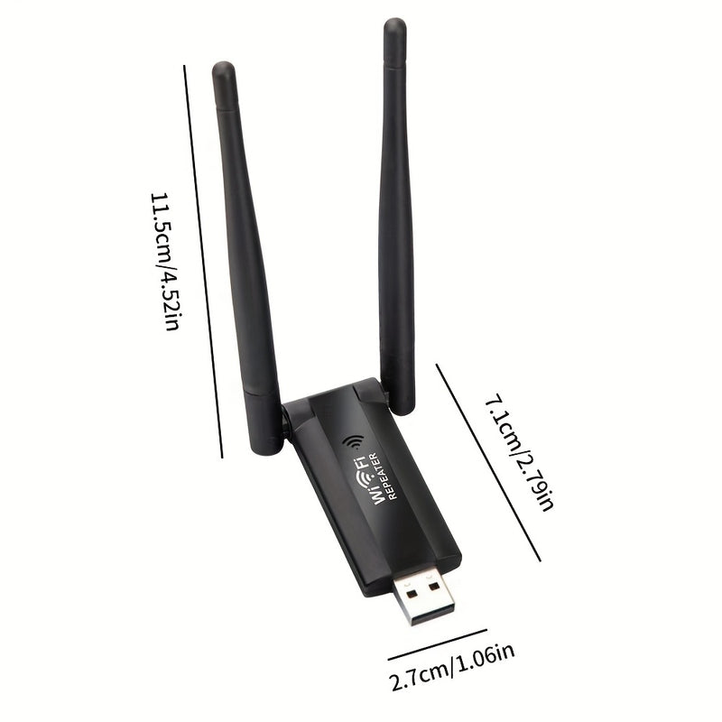 Amplificador de Rango Wi-Fi OURLIFE con Doble Antena Externa de 300Mbps, Alimentado por USB con Seguridad WPA/WPA2, Configuración con Un Solo Botón para Ampliar la Cobertura y el Señal en Casa y Oficina