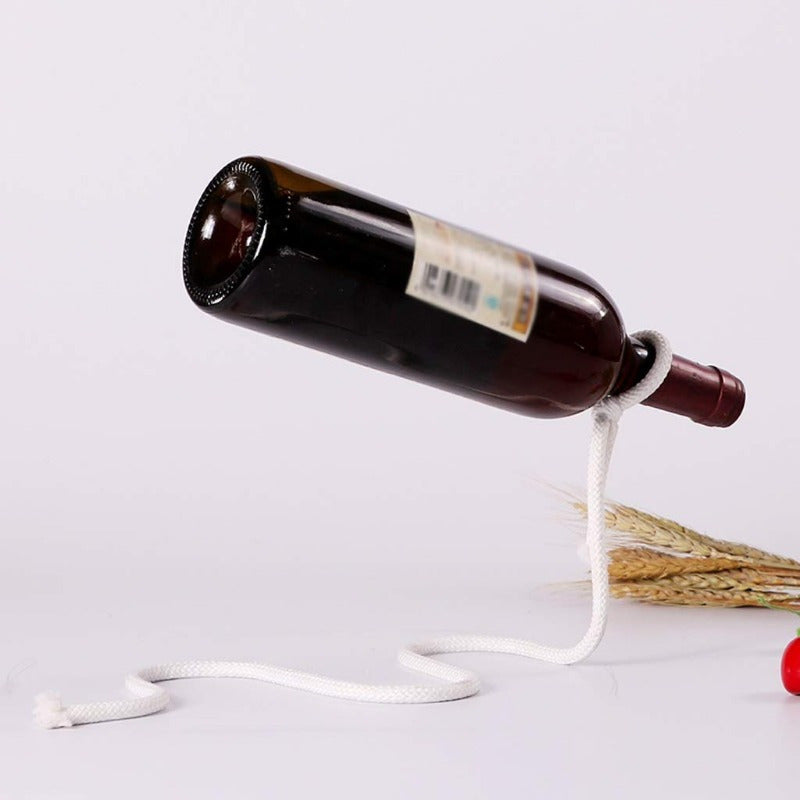 Soporte para botellas de vino con ilusión flotante, serpentina de acero inoxidable - Decoración creativa para bar en casa y regalo original, exhibidor de vinos | Almacenamiento único para vinos | Cuerdas de acero inoxidable, portabotellas