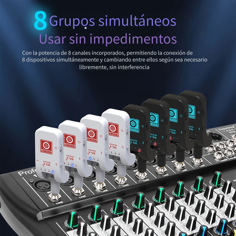 Sistema de transmisión inalámbrica 2.4G para guitarra con transmisor y receptor inalámbricos