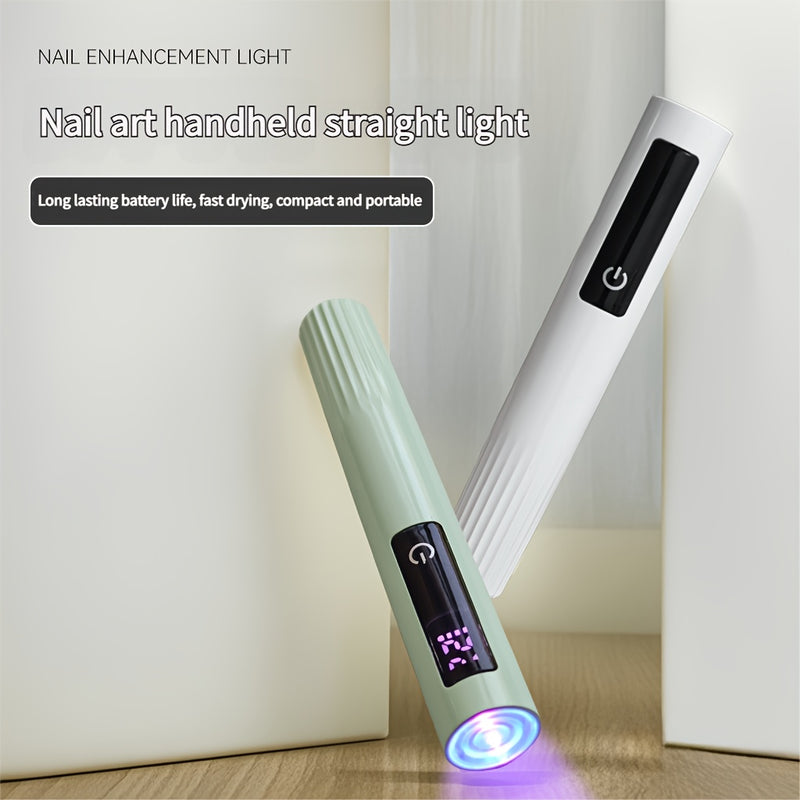 Esta lámpara de uñas de secado rápido con doble temporizador está diseñada para evitar que las manos se oscurezcan, cuenta con pantalla táctil, ofrece una larga duración de la batería con carga USB y es una lámpara recta portátil mini adecuada para viaje