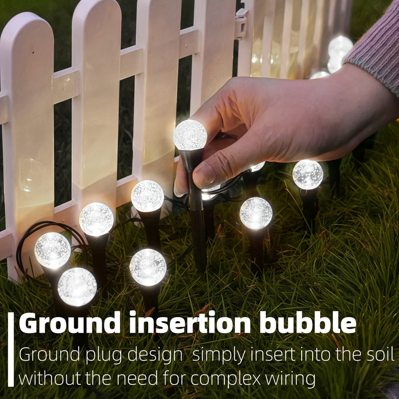 Pack de 20 Luces LED Solares para Jardín con Cristales, Iluminación Solar IPX4 para Exteriores con 8 Modos de Luz Brillante, Ideal para Patios, Céspedes, Fiestas, Día de la Independencia y Decoraciones Navideñas