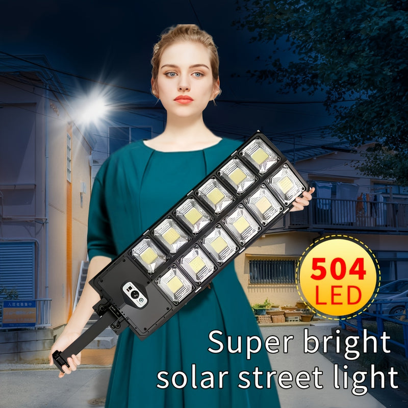 1 unidad de foco solar para jardín con 504 LED, luz exterior de pared con sensor de movimiento, montaje semiempotrado, 3 modos, batería de litio recargable, iluminación exterior para jardín, pared, garaje, porche - incluye hardware de montaje y control r