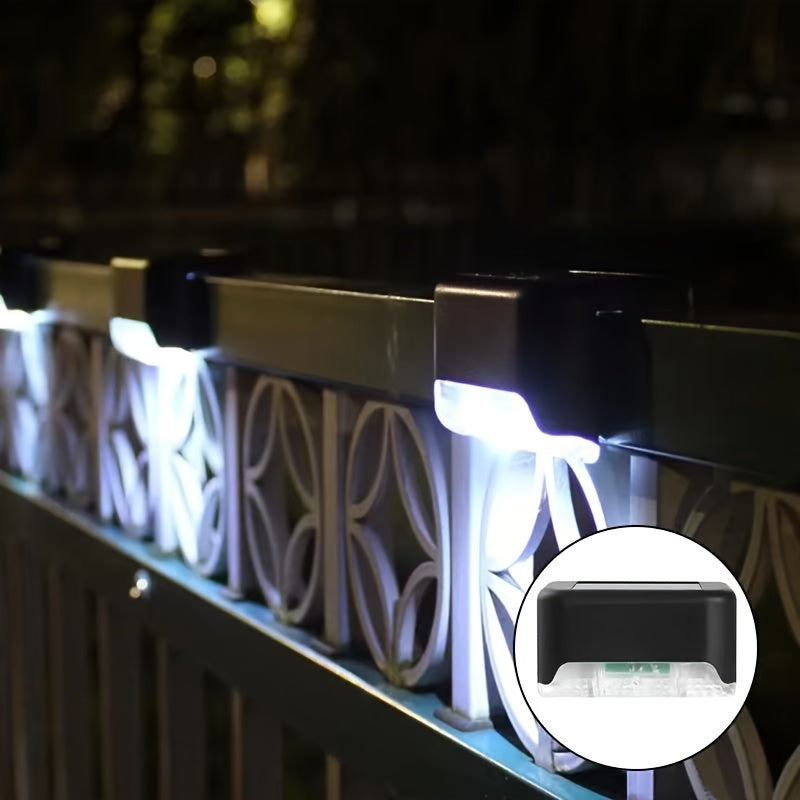 8 luces LED solares para exteriores, opciones de luz cálida y fría (blanco/cálido), diseño de plástico, ideal para iluminación de terrazas, escaleras, cercas y jardines, luces solares para exteriores, eficiencia energética