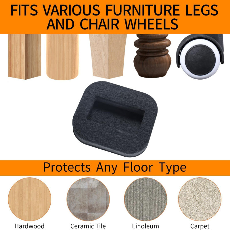 12 unidades de tazas de feltro para muebles, detenedores de patas de sillas para pisos de madera dura, tipo de acabado metálico: Otros tipos, con previene deslizamientos y rayones para sillas de oficina, camas y refrigeradores