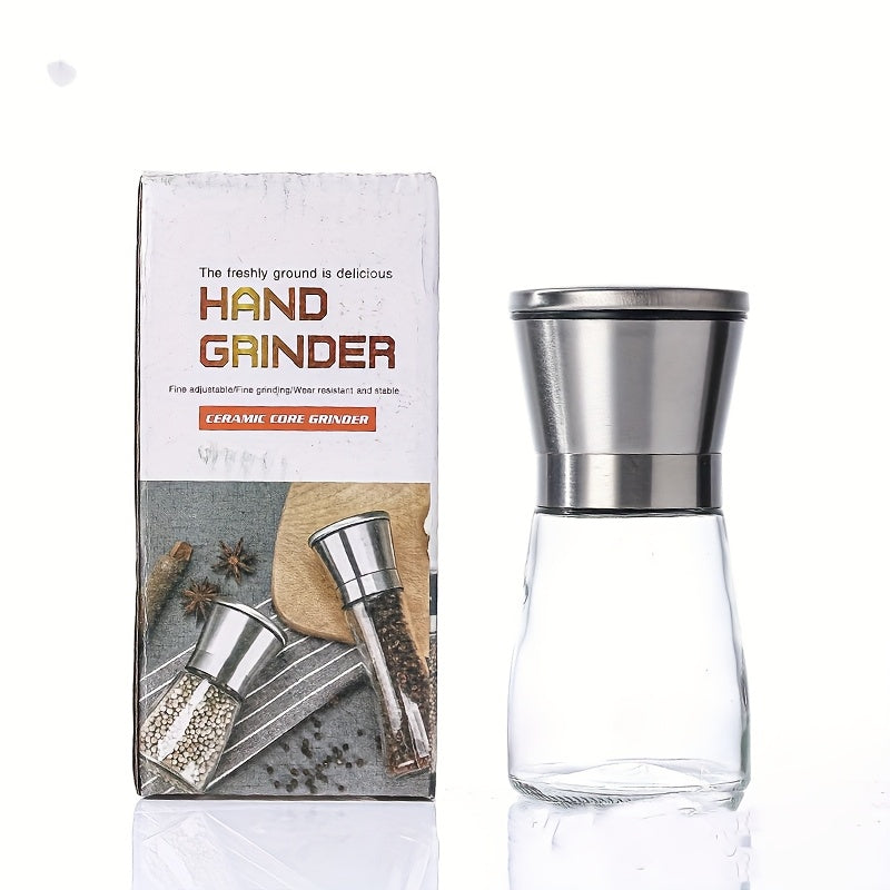 Molinillo de Pimienta Portátil de Acero Inoxidable con Núcleo Cerámico Ajustable - Molinillo Manual para Especias en Casa, Barbacoas y Uso al Aire Libre, Ideal para Moler Especias como Comino, Cilantro y Granos de Pimienta