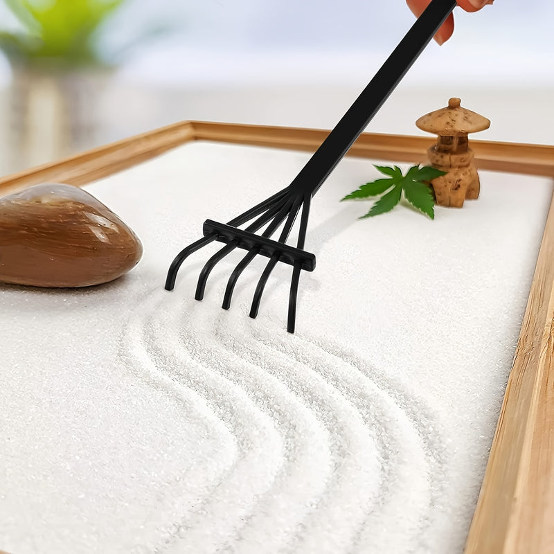 6pcs Herramienta de Rastrillo de Jardín Zen Mini para Arena, Herramientas de Rastrillo de Jardín Zen para Escritorio, Bolígrafo de Empuje de Arena y Roca para Dibujo de Jardín Zen