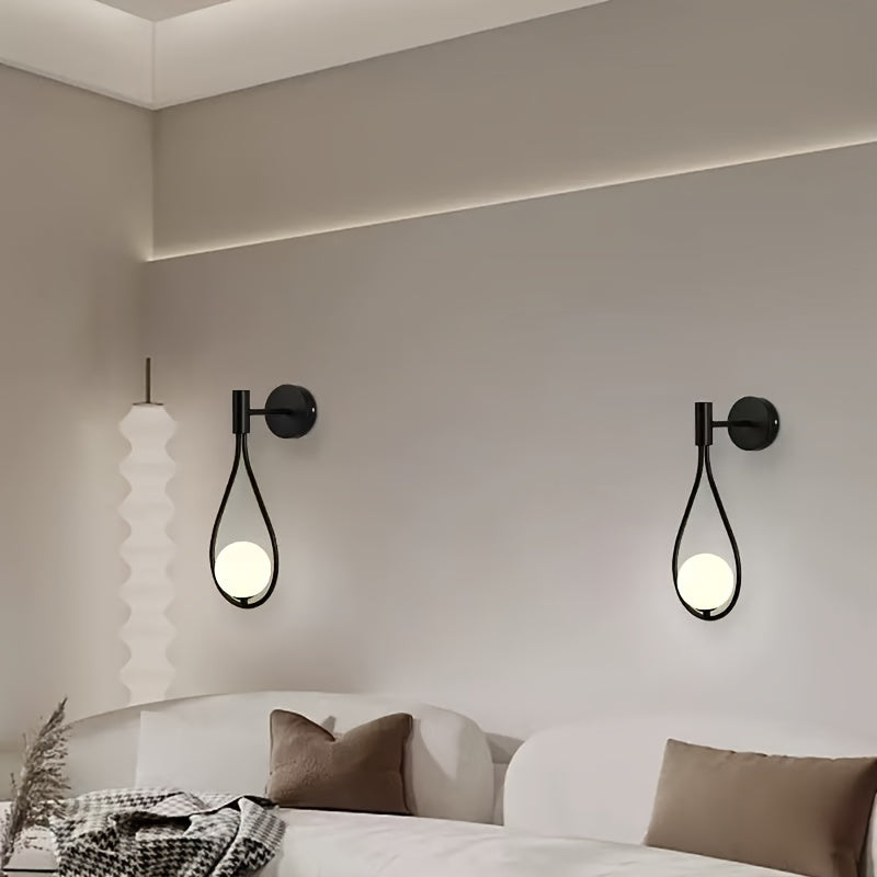 1pc Aplique de Pared Orbe, Diseño Moderno Lágrima de Medio Siglo para Pared, Aplique de Pared Cepillado Luz Lavadora para Salón y Mesita de Noche, Compatible con Base E26/27 (Bombilla no Incluida)