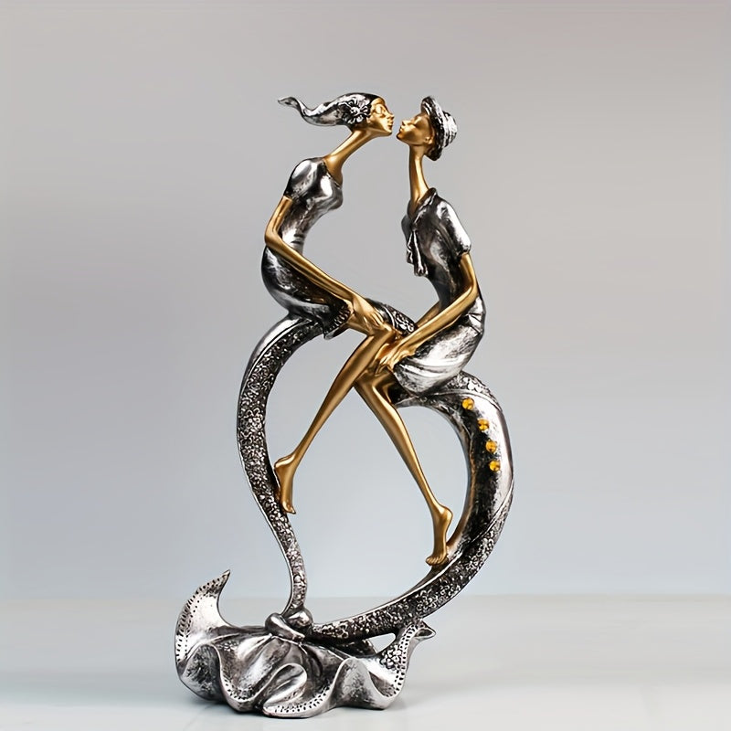 1 Escultura Romántica para Pareja, Artesanía en Resina, Pieza Decorativa, Ideal para San Valentín, Navidad, Graduaciones, Decoración del Hogar, Sala de Estar, TV Stand, Dormitorio