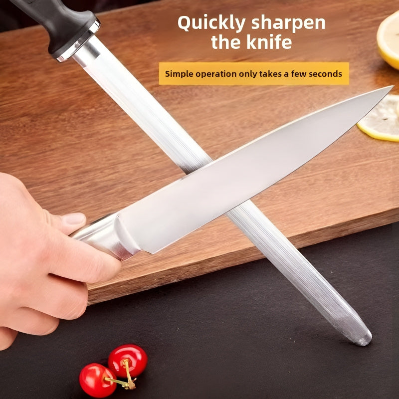 Afilador de Cuchillos Duradero de Acero al Carbono - Herramienta de Cocina Compacta de 12 Pulgadas con Varilla de Afilado Plana para un Afilado Fácil, Rápido y Sin Batería