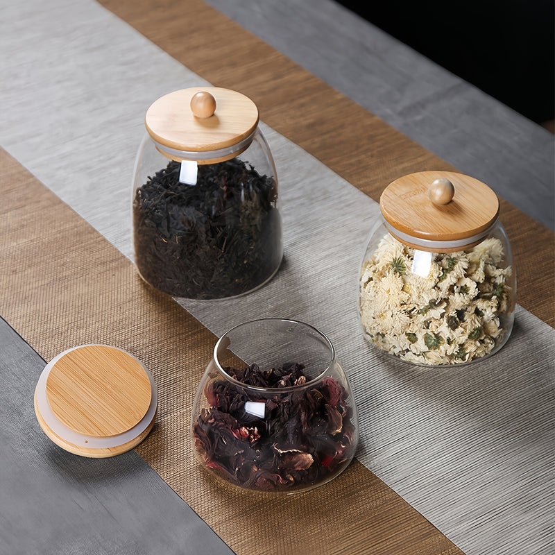 3 Piezas de Tarros Transparentes Resistentes al Calor de Borosilicato con Tapas, 850ml Contenedores Herméticos para Frutos Secos, Té y Dulces
