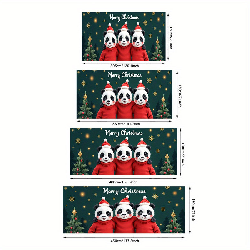Banner de puerta 2D, 1 unidad, Decoración navideña Panda y Oso Navideño, Poliéster, Ideal para decoraciones de Navidad, fiestas hawaianas, bodas, fondos de habitación o jardín exterior