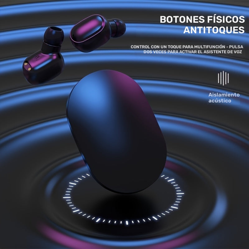 Auricular inalámbrico estéreo con cancelación de ruido, auriculares inalámbricos en el oído, auriculares inalámbricos táctiles, estuche de carga de auriculares inalámbricos, control de reproductor de música y auriculares electrónicos