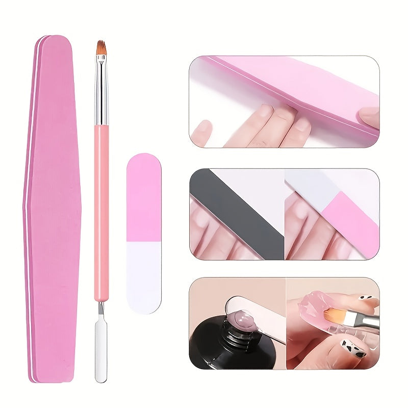 Kit de Cuidado de Uñas 15 Piezas: Lámpara LED, Quitaesmalte, Brocas para Taladro, Pegamento Extensor, Empujador de Cutículas de Silicona, Separador de Dedos y Bloque Pulidor
