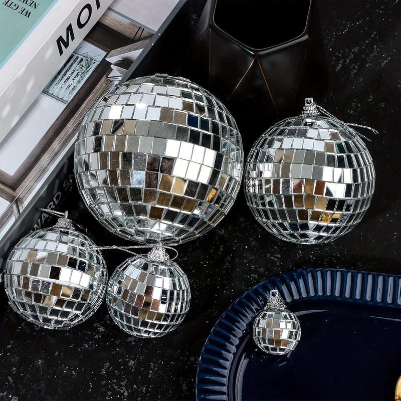 6 piezas de decoración colgante de bolas de disco de espejo | Adecuado para clubes, escenarios y fiestas de los 70. Bolas de disco plateadas - Decoración de verano para el Día del Padre.