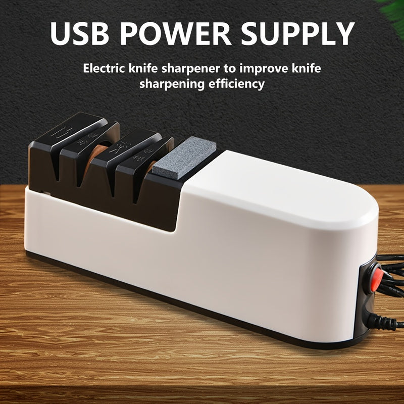 Afilador de Cuchillos Eléctrico Portátil - Alimentado por USB, Afilado Rápido para Cuchillos de Cocina y Tijeras, Material PC Duradero