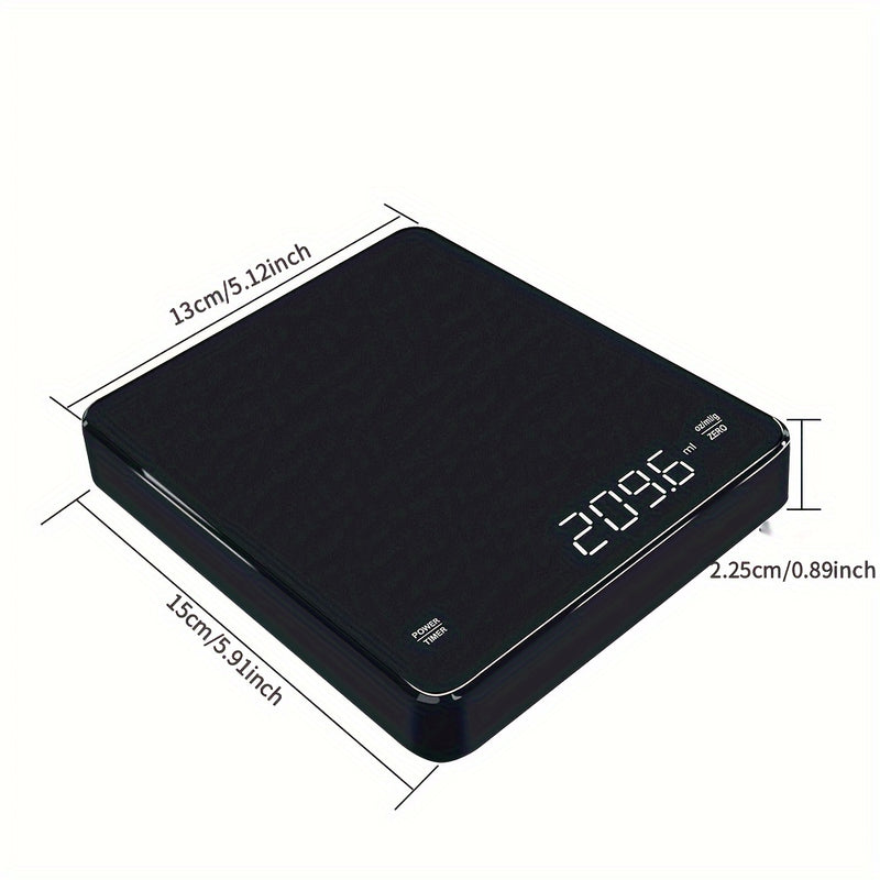 Báscula de Café con Botón Táctil de Alta Precisión - Recargable por USB, Precisión de 3kg/0.1g, Perfecta para Cocina y Baño