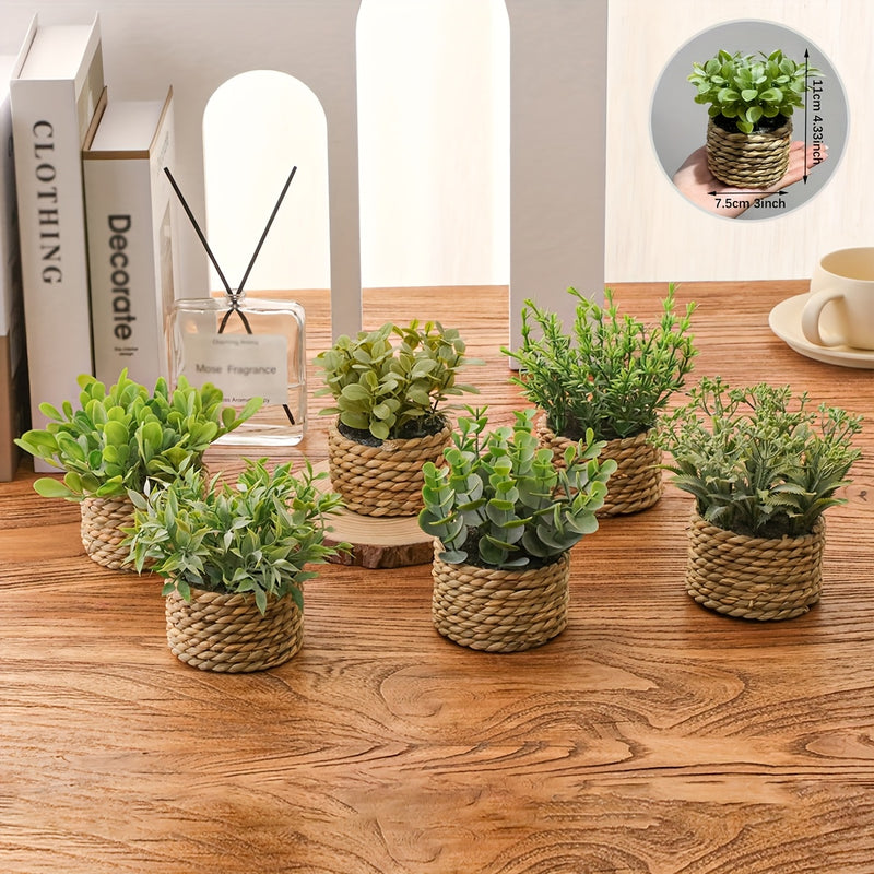 Juego de 3 Piezas de Plantas Artificiales de Eucalipto y Lavanda en Macetas - Decoraciones de Buxo Falso, Romero y Planta Dinero para el Hogar, Oficina y Jardín - Perfectas para Exhibición en Mesas, Fiestas y Decoración Estacional
