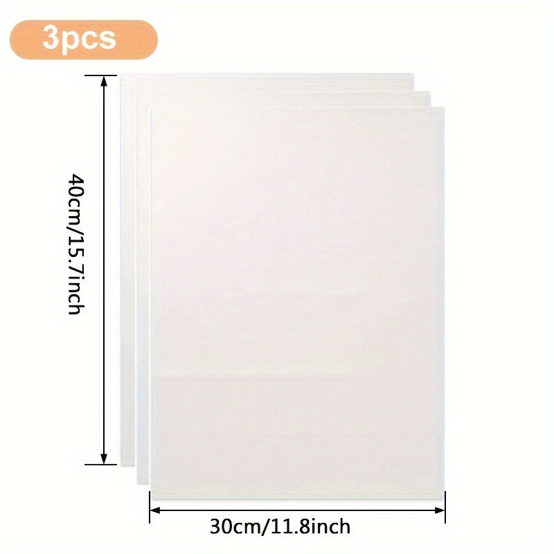 Juego de 3 láminas antiadherentes de PTFE reutilizables para transferencia de calor, protector para plancha, almohadilla para prensar y tapete para hornear, material plástico resistente a altas temperaturas, esenciales para manualidades | Tela reutilizab
