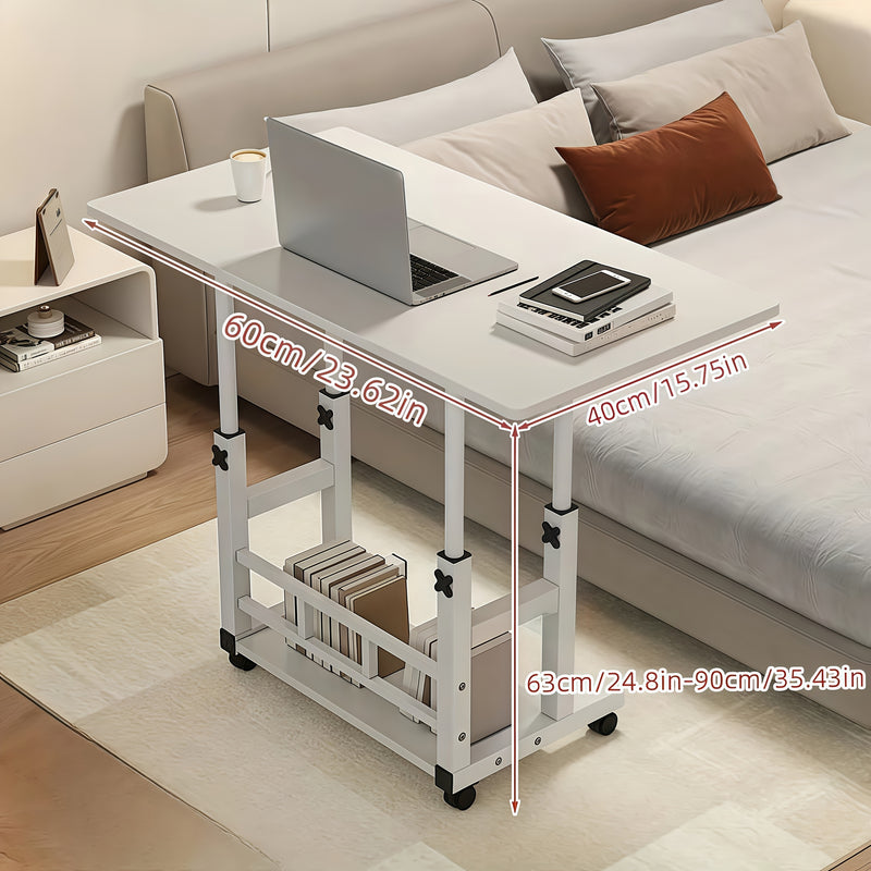 Escritorio de Computadora con Altura Ajustable, Disponible en /Blanco/Nogal, Ideal para Dormitorio, Sala o Residencia Estudiantil, Mesa Simple y Práctica para Escritura