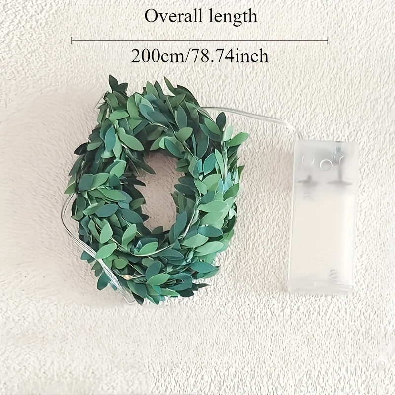 Luces de Cadena LED de Hojas Verdes de 2 Metros con 20 Luces, Decoración para el Año Nuevo en Patio, Sala de Bodas de San Valentín, Jardín y Habitaciones, Cuentos de Hadas al Aire Libre, Calle de Flores para Boda, Luces Florales LED Artísticas, Decoració