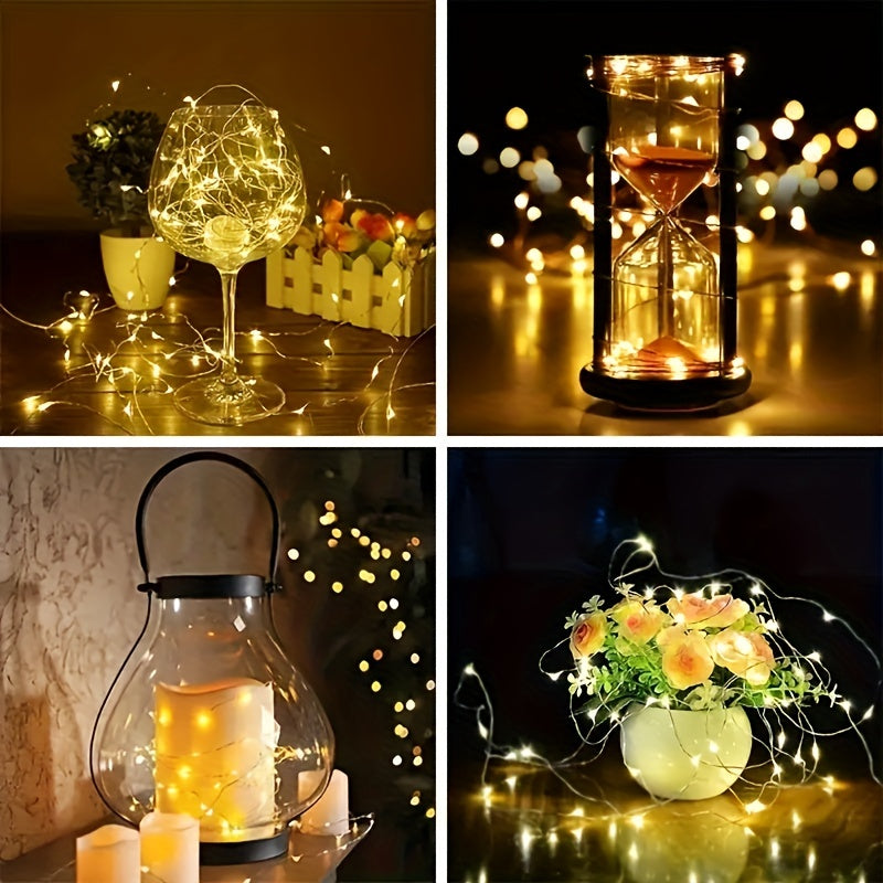 5pcs/10pcs Luces LED de Hadas, Alimentadas por Batería, 20 LED Luciérnagas Luz de Estrellas y Luna Adecuadas para Boda DIY, Fiesta, Dormitorio, Jardín, Luz de Ambiente Navideña, Decoración de Pastel, Ramo, Halloween, Navidad, Acción de Gracias, Regalo de