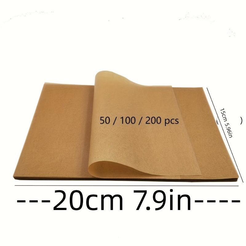100/200 Hojas de Papel para Hornear, 22.86 x 33.02 cm, Pre-cortado Antiadherente - Adecuado para Cocinar, Asar a la Parrilla y al Vapor en Freidora de Aire - Sin Blanquear, Ideal para Ramadan Mubarak