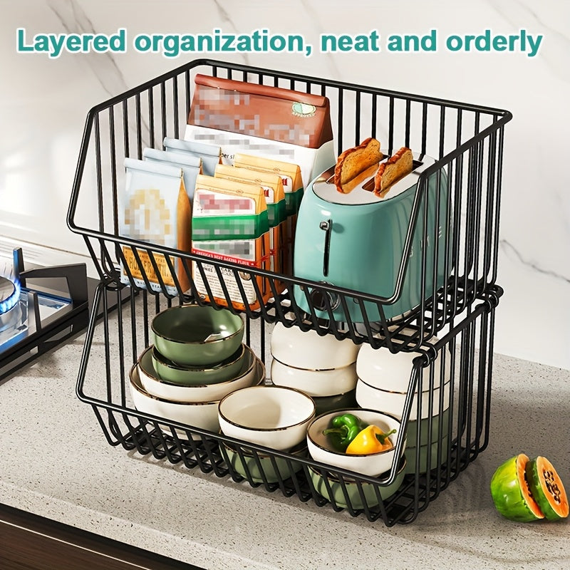 Carrito de Almacenamiento de Cocina Multinivel GDBY - 5/4/3/2 Capas, Cestas de Alambre Metálico Apilables para Frutas y Verduras, Organizador Móvil con Ruedas para Despensa, Baño, Cuarto de Lavado