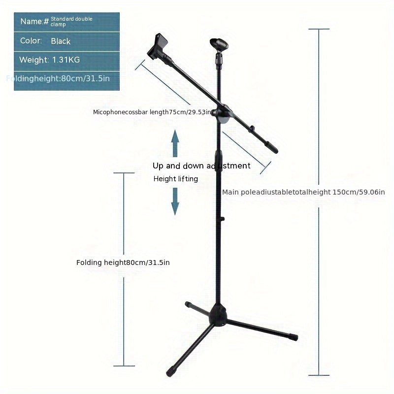 Soporte de Micrófono Profesional Ajustable para Suelo para Karaoke y Transmisión en Vivo - Diseño Resistente de Material PC con Agarres Gomados, Altura Ajustable, Ideal para Estudios Caseros y Actuaciones En Vivo, Micrófono para Cantar
