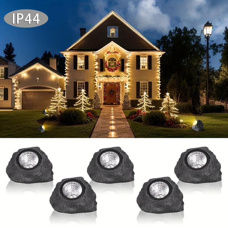 1pc Luz de Roca con Energía Solar, Luz LED Cálida y Blanca para Árboles, Iluminación de Caminos para Parques, Villas, Decoración de Césped Navideña - Perfecta para Bodas y Cumpleaños, Iluminación Ambiental de Eventos | Luz Decorativa Exterior | Luz con E