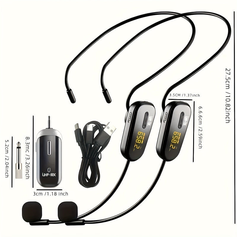Microfono sin varillas JYX, Auriculares Portátiles con Pantalla Digital para Doble Uso, Alcance de Transmisión de 30 Metros, Adecuado para Guías Turísticos/Enseñanza/Habla/Reuniones