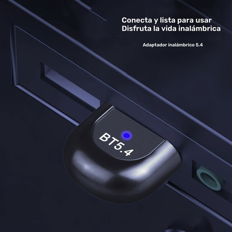 Adaptador sin varillas 5.4 BT, Receptor sin varillas USB, Compatible con Windows 11/10/8.1 Plug & Play Mini Receptor y Transmisor sin varillas 5.4+EDR, Compatible Retrocompatible Automáticamente con 5.3/5.1/5.0/4.2/4.1/4.0 y Otras Versiones para Auricula