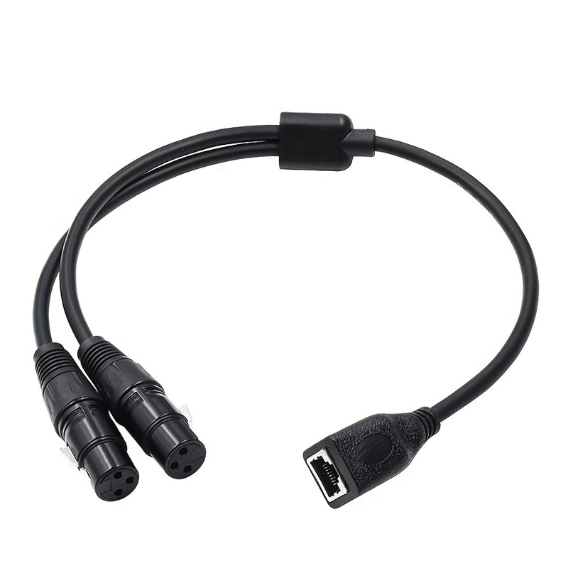 Adaptador de Cable Dual XLR a RJ45 - Negro, Extensión Macho/Hembra para la Serie de Controladores DMX-CON, Convertidor Ethernet con Múltiples Conectores, Diseño Duradero y Flexible para Sistemas de Sonido e Iluminación