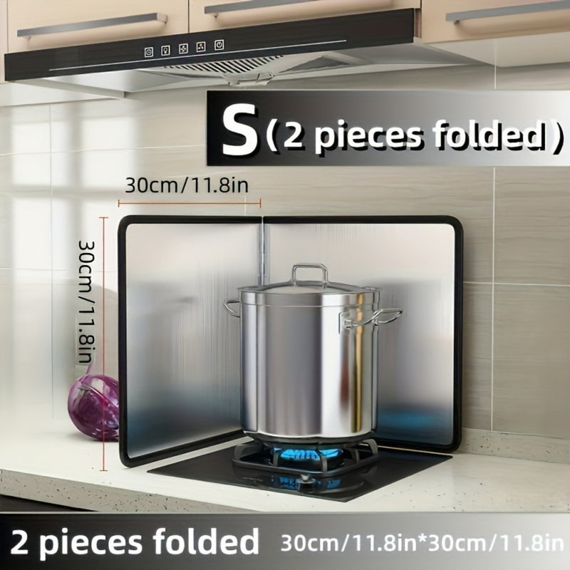 Protección contra salpicaduras de cocina, elección nueva! Conjunto de acero inoxidable 2 paneles plegables, resistente al calor y antiadherente, universal para hogar/autocaravana/camping, diseño dual 1 pieza, portátil y fácil de almacenar! zhedangban-3