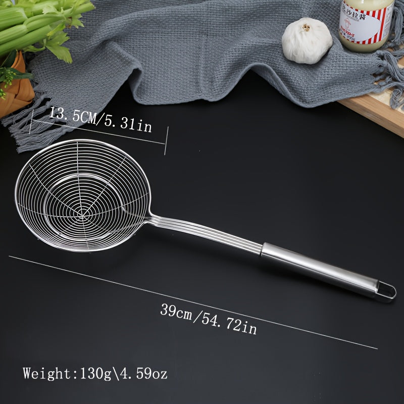 1 Pieza, Colador De Acero Inoxidable, Cuchara De Alambre Con Mango, Colador De Araña De Cocina, Cuchara De Espumadera Para El Hogar, Para Freír, Herramienta De Cocina Para Alimentos Fritos, Utensilios De Cocina, Accesorios De Cocina
