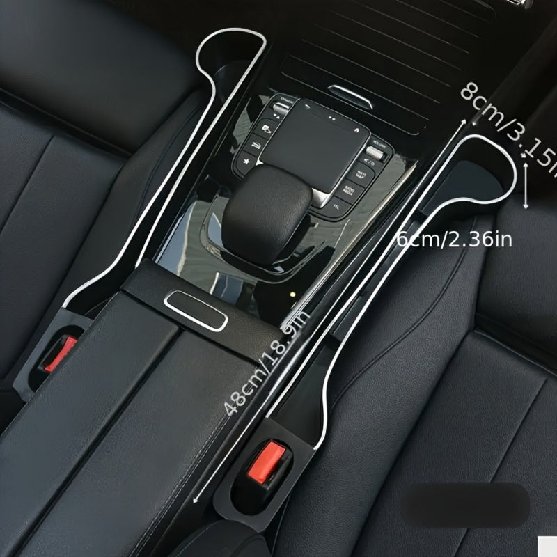 Pack de 2 Organizadores para Espacios del Asiento del Coche - Caja de Almacenamiento Multifuncional con Portavasos, Ranuras para Teléfono y Bolígrafos, Diseño Ergonómico en Plástico Duradero para el Frente