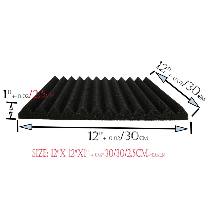 Paquete de 50 Paneles Aculicos de Espuma Negros y Azules de 30cm x 30cm x 2.5cm para Estudio, Alta Densidad, Materiales de Aislamiento para Grabación de Instrumentos Musicales