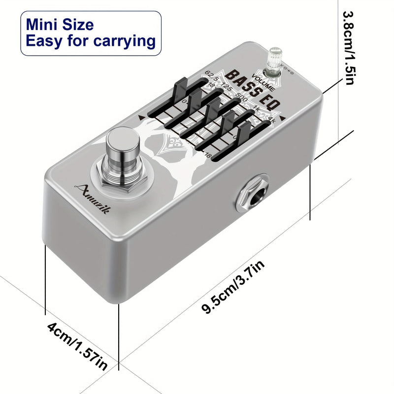 Amuzik Pedal de EQ para Bajo - Ecualizador Gráfico Profesional de 5 Bandas con True Bypass, ±18dB por Banda, Controles de Frecuencia (62.5Hz/125Hz/500Hz/1kHz/4kHz), Construcción Robusta para Guitarra Eléctrica, Compatible con Pedalboards - Para Principia