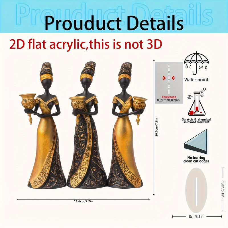2D Plano, 2D Acrílico Plano, 1 Pieza Mujer Africana Estilo Bohemio. Decoración de Mesa 2D Plana, Ideal para Hogar, Oficina o Café - Tema Cultural Versátil Perfecto como Regalo Festivo para 11 Celebraciones