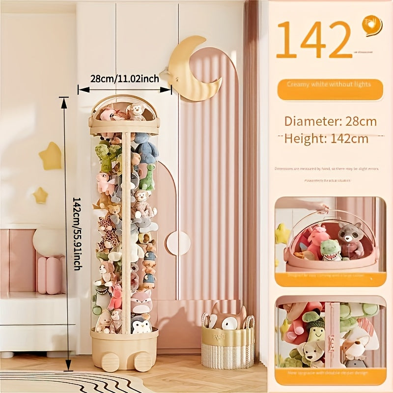 Balde de Almacenamiento Transparente con Temática de Astronauta Blanco y Tapa Abatible - Organizador Multiusos para Muñecas, Juguetes, Hogar & Viaje, Contenedor Portátil de Plástico Duradero 111.76-172.72 cm