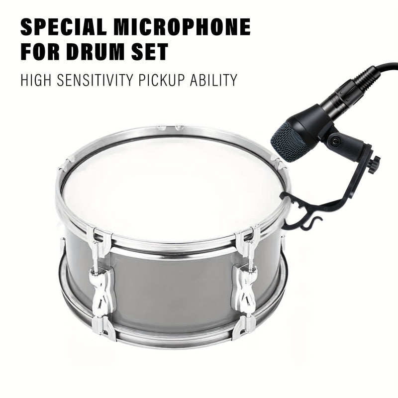 Tom Snare Evolution Micrófono Dinámico para Batería - Cardioid con Cable XLR/USB, Soporte Ajustable y Clip de Sujeción Seguro, Construcción Metálica Duradera para Grabación Profesional y Shows en Vivo -